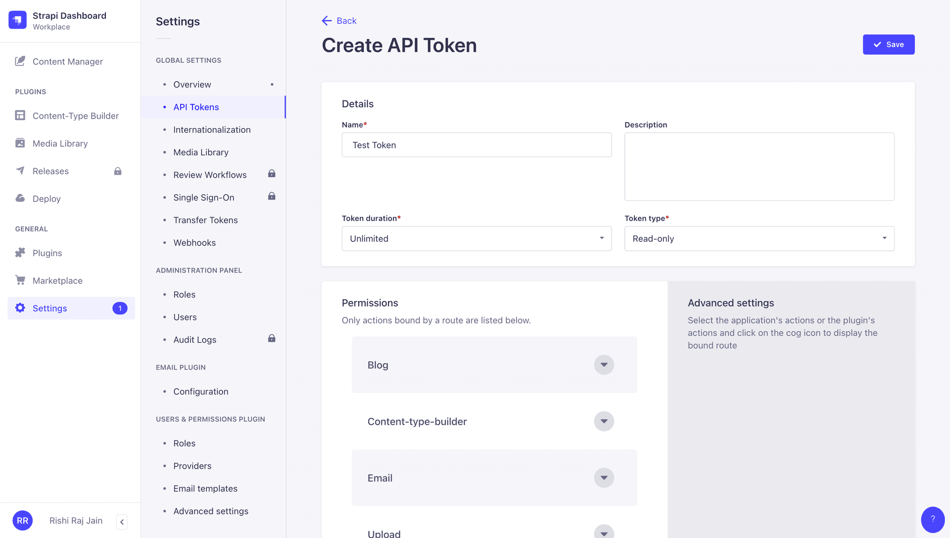 Create API token